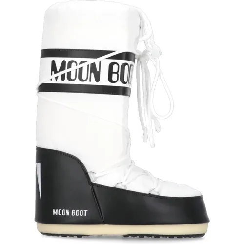 Weiße wasserdichte Stoff-Winterstiefel , Damen, Größe: 39 EU - moon boot - Modalova