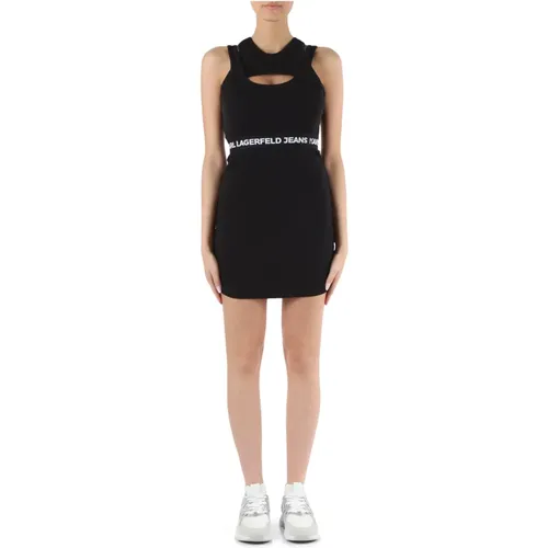 Cotton Ribbed Dress , female, Sizes: L, S - Karl Lagerfeld - Modalova
