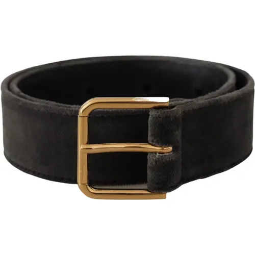 Luxury Velvet Belt with Metal Buckle , female, Sizes: 60 CM - Dolce & Gabbana - Modalova