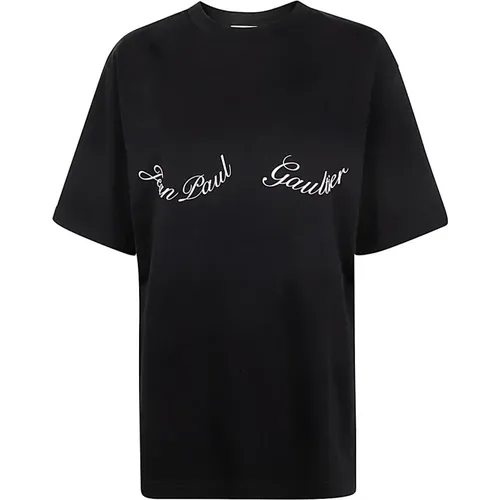 Oversize Crewneck Tee-Shirt in Schwarz & Weiß , Damen, Größe: XL - Jean Paul Gaultier - Modalova