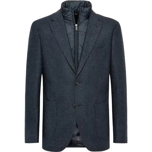 Diagonaler Wollblazer mit abnehmbarem Latz , Herren, Größe: 2XL - Boggi Milano - Modalova