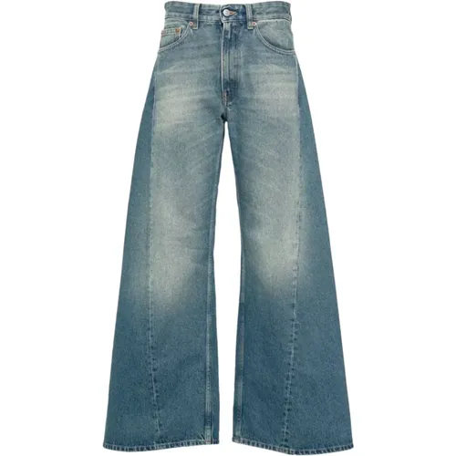Indigo Wide Leg Denim Jeans,Weite Bein Denim Jeans - MM6 Maison Margiela - Modalova