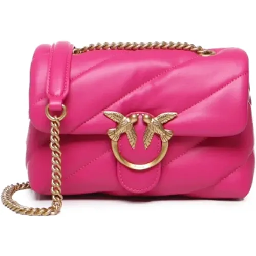 Love Bag Puff in Fuchsia Sheepskin , Damen, Größe: ONE Size - pinko - Modalova