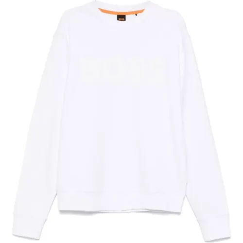 Weiße Baumwoll-Crew-Neck-Sweatshirt - Hugo Boss - Modalova