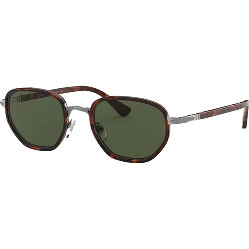 Wayfarer Sunglasses in Silver with Green Lenses , male, Sizes: 50 MM - Persol - Modalova
