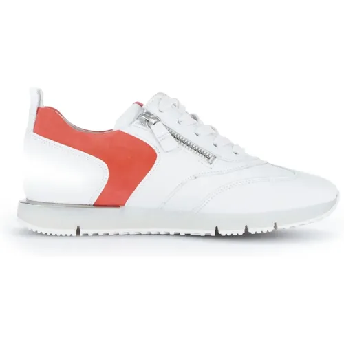 Weiße Leder Low Top Sneaker , Damen, Größe: 39 1/2 EU - Gabor - Modalova