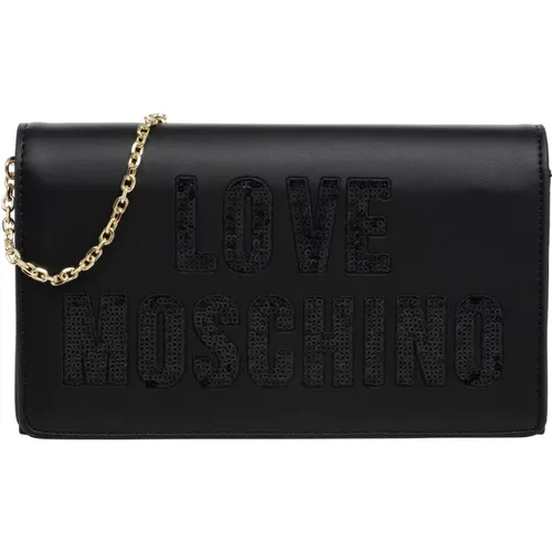 Logo Crossbody Bag with Rhinestone , female, Sizes: ONE SIZE - Love Moschino - Modalova
