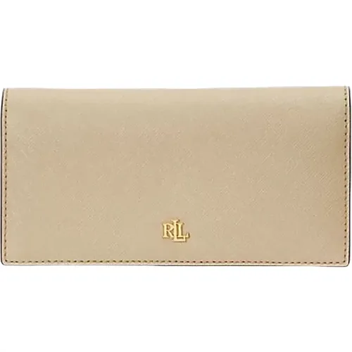 Slim Leather Wallet with Striped Pattern , female, Sizes: ONE SIZE - Ralph Lauren - Modalova