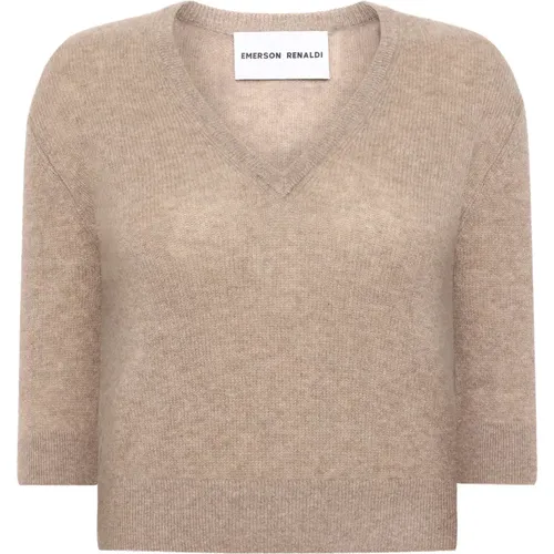 Deep v-neck knit , female, Sizes: S, M, XS - Emerson Renaldi - Modalova