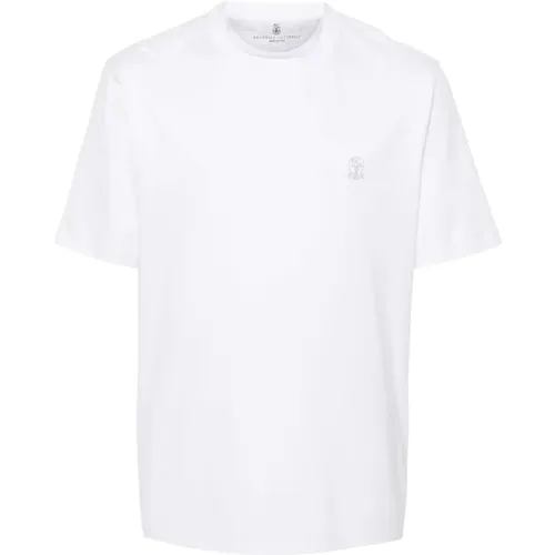 Herren T-Shirts & Polos Kollektion,Weißes Crew-neck T-Shirt Made in Italy - BRUNELLO CUCINELLI - Modalova