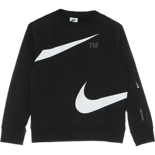 Crewneck Sweatshirt Fleece Swoosh Schwarz/Weiß - Nike - Modalova