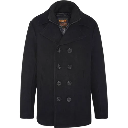 Woll-Peacoat Cyclone2 Schwarz , Herren, Größe: L - Schott NYC - Modalova