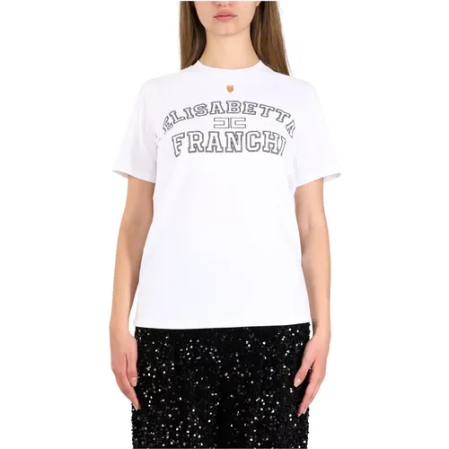 Logo-Print Jersey T-Shirt , Damen, Größe: L - Elisabetta Franchi - Modalova