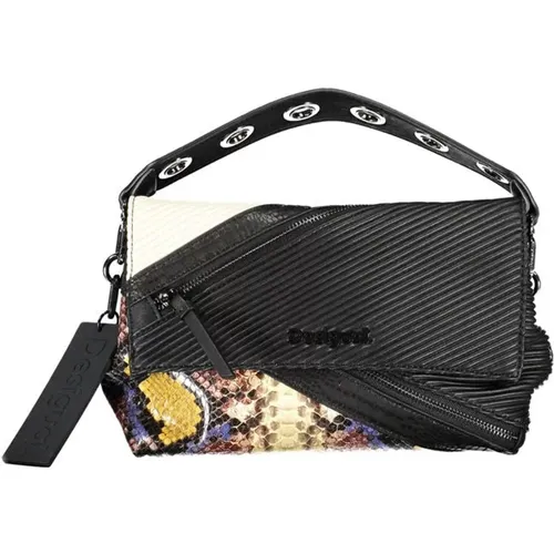 Schwarze Polyethylen-Schultertasche mit Mehreren Taschen - Desigual - Modalova