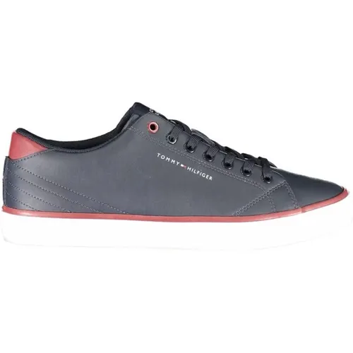 Blauer Polyester-Sneaker mit Kontrastdetails , Herren, Größe: 44 EU - Tommy Hilfiger - Modalova