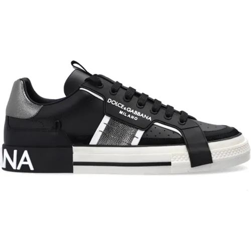 Schwarze Sneakers mit weißer Gummisohle , Herren, Größe: 39 EU - Dolce & Gabbana - Modalova