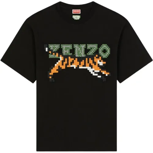 Pixel Print Men`s T-Shirt - Stylish and Modern , male, Sizes: S, XS, L - Kenzo - Modalova