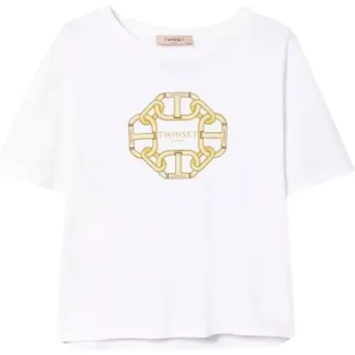 Chain Print T-shirt , female, Sizes: L, S - Twinset - Modalova