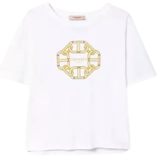 Chain Print T-shirt , female, Sizes: XS, XL, S - Twinset - Modalova