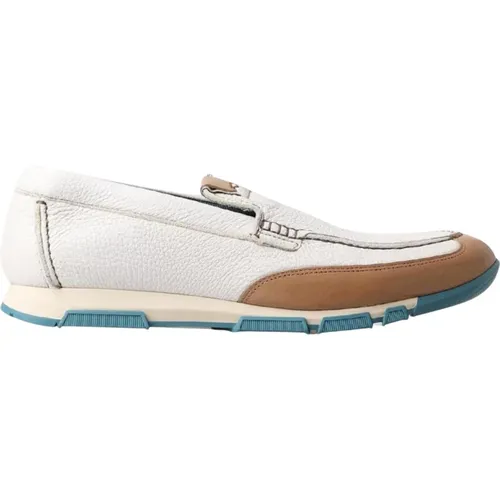 Leather Slipper Loafers White Brown Blue , male, Sizes: 7 UK, 5 1/2 UK, 6 1/2 UK, 7 1/2 UK, 8 1/2 UK, 5 UK, 8 UK, 6 UK, 9 1/2 UK - Dolce & Gabbana - Modalova