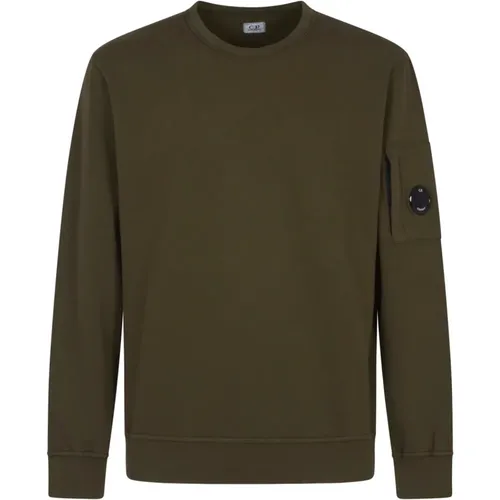 Leichte Fleece-Crew-Neck-Sweatshirts,Grüner Leichter Crew Neck Sweatshirt - C.P. Company - Modalova