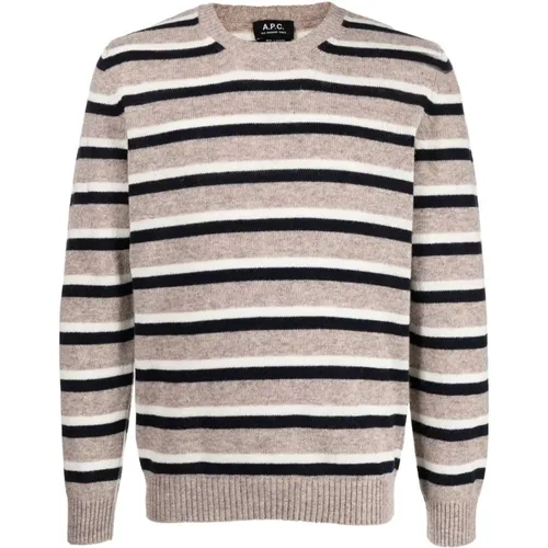 Striped Brown Knit Sweater , male, Sizes: S - A.p.c. - Modalova