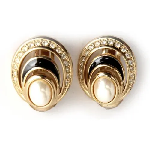 Pre-owned Gold earrings , female, Sizes: ONE SIZE - Dior Vintage - Modalova