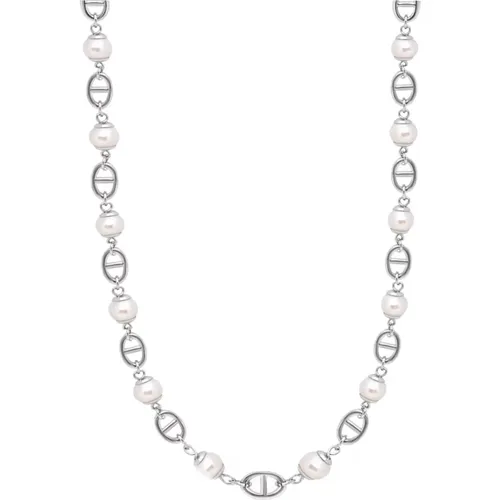 Silberne Marinerkette mit Perlen , Herren, Größe: ONE Size - Nialaya - Modalova