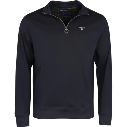 Navy Half Zip Pullover with Brushed Finish , male, Sizes: M, L, 2XL, XL - Barbour - Modalova