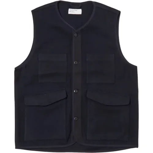 Melton Wool 4 Pocket Gilet Navy , Herren, Größe: M - Universal Works - Modalova