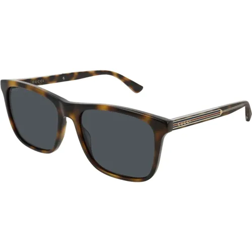 Havana/Blau Sonnenbrille , Herren, Größe: 57 MM - Gucci - Modalova