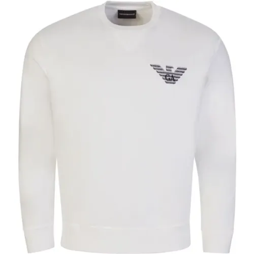 Herren Weißer Baumwollmischung Adler Logo Sweatshirt - Emporio Armani - Modalova