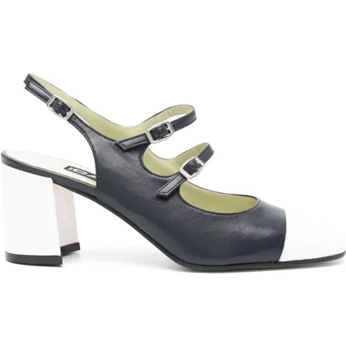 Blaue Schuhe mit Doppelriemen und Absatz , Damen, Größe: 38 EU - Carel - Modalova