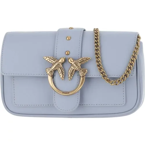 Leder Love Birds Tasche mit Diamant Schnalle - pinko - Modalova