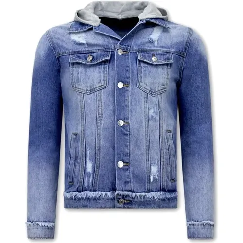 Blaue Herren Denimjacke mit Kapuze - Rj9031 , Herren, Größe: L - Enos - Modalova