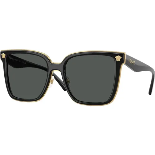 Dark Frame Sunglasses, Dark Grey Lenses , female, Sizes: 58 MM - Versace - Modalova