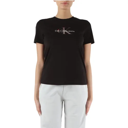 Baumwoll Logo Print T-shirt , Damen, Größe: S - Calvin Klein Jeans - Modalova