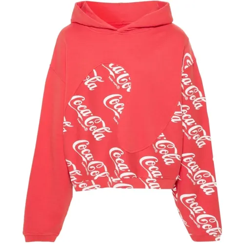 Coca-Cola Swirl Hoodie , male, Sizes: M - ERL - Modalova