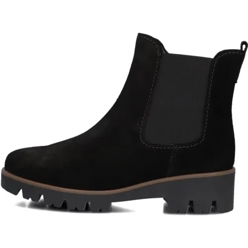 Schwarze Wildleder Chelsea Boots , Damen, Größe: 38 EU - Gabor - Modalova