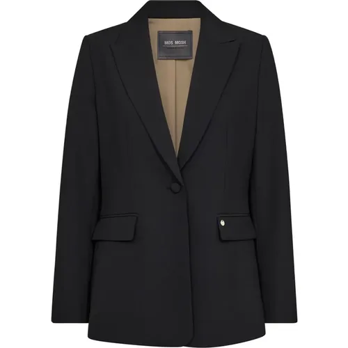 Eleganter Schwarzer Blazer mit V-Ausschnitt , Damen, Größe: L - MOS MOSH - Modalova