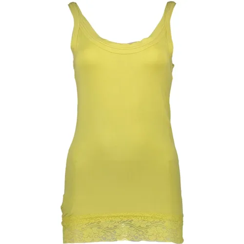 Elegantes gelbes Spitzen Tanktop , Damen, Größe: XS - Silvian Heach - Modalova