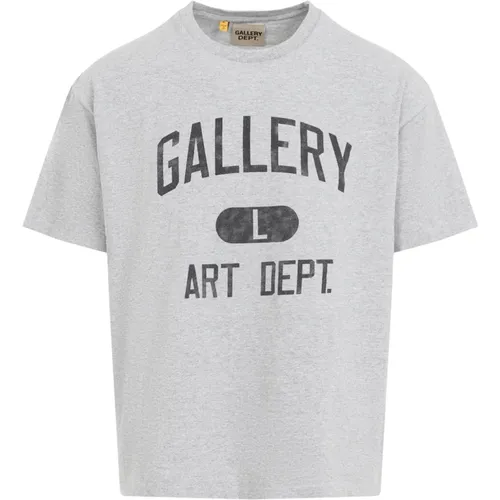 Graues T-Shirt für modernen Mann , Herren, Größe: S - Gallery Dept. - Modalova