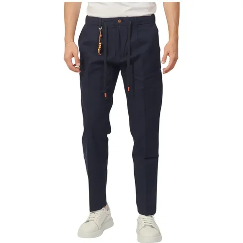 Cotton Chinos Trousers with Drawstring , male, Sizes: W29, W31, W32, W34, W30, W40 - YES ZEE - Modalova