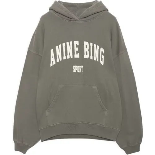 Oversized Hoodie in Olivgrün , Damen, Größe: M - Anine Bing - Modalova