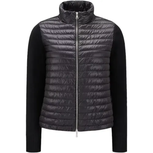 Gepolsterte Woll-Strickjacke Schwarz - Moncler - Modalova