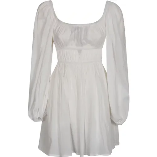 Cotton Dress Square Neck Puff Sleeves , female, Sizes: M, 2XS, XS, S - pinko - Modalova