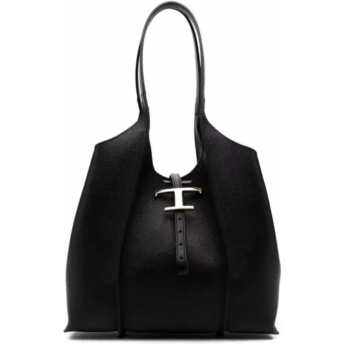 Zeitlose Trama Schwarze Shopper Tasche - TOD'S - Modalova