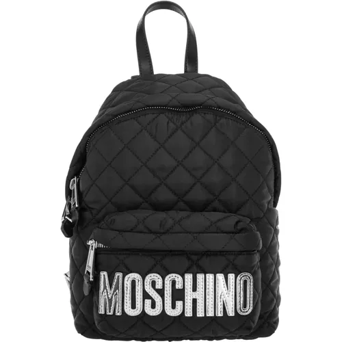 Einfacher Logo Rucksack mit Reißverschluss , Damen, Größe: ONE Size - Moschino - Modalova