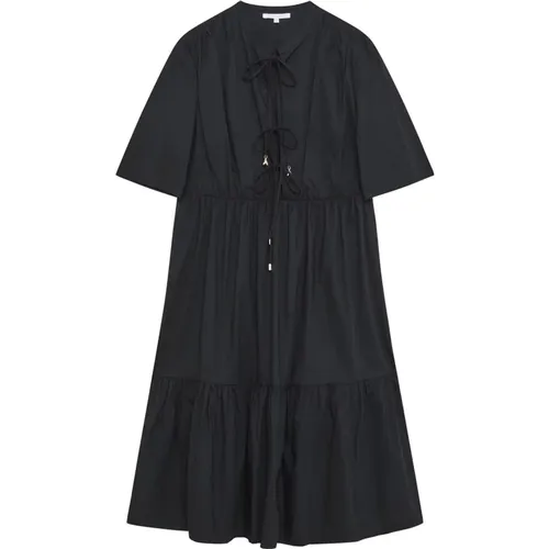 Ausgestelltes Midi-Kleid mit Mandarin-Kragen , Damen, Größe: 2XS - PATRIZIA PEPE - Modalova