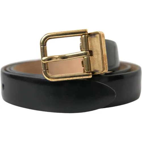 Calf Leather Gold Metal Buckle Belt , female, Sizes: 80 CM, 85 CM - Dolce & Gabbana - Modalova